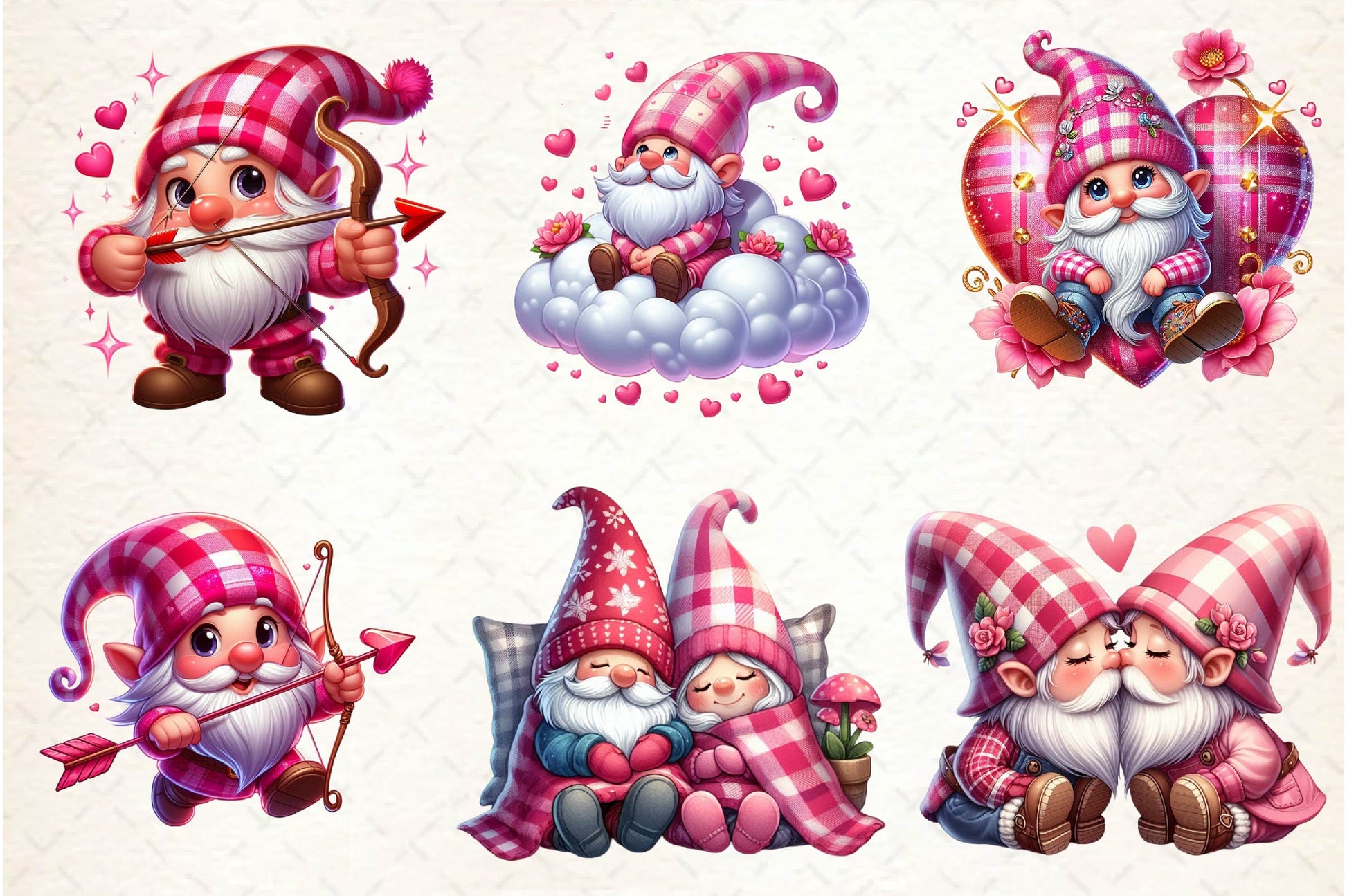 Pink Valentine Gnome In Love Clipart Bundle - CraftNest - Digital Crafting and Art