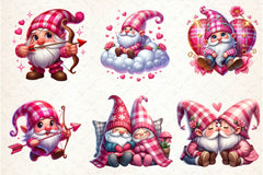Pink Valentine Gnome In Love Clipart Bundle - CraftNest - Digital Crafting and Art