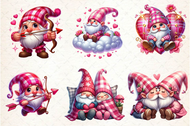 Pink Valentine Gnome In Love Clipart Bundle - CraftNest - Digital Crafting and Art