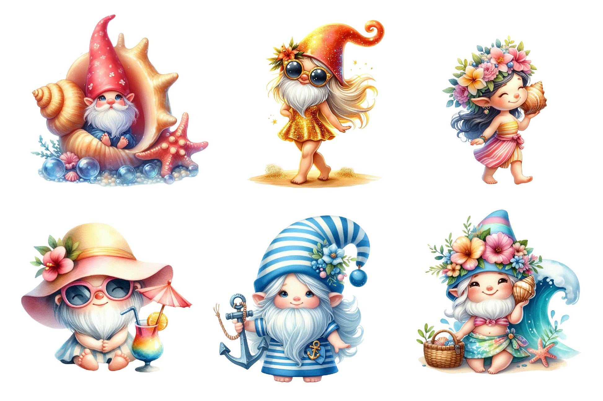 Beach Girl Gnomes Clipart Bundle 2 - CraftNest - Digital Crafting and Art