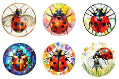Round Stained Glass Ladybug Clipart Bundle - CraftNest - Digital Crafting and Art