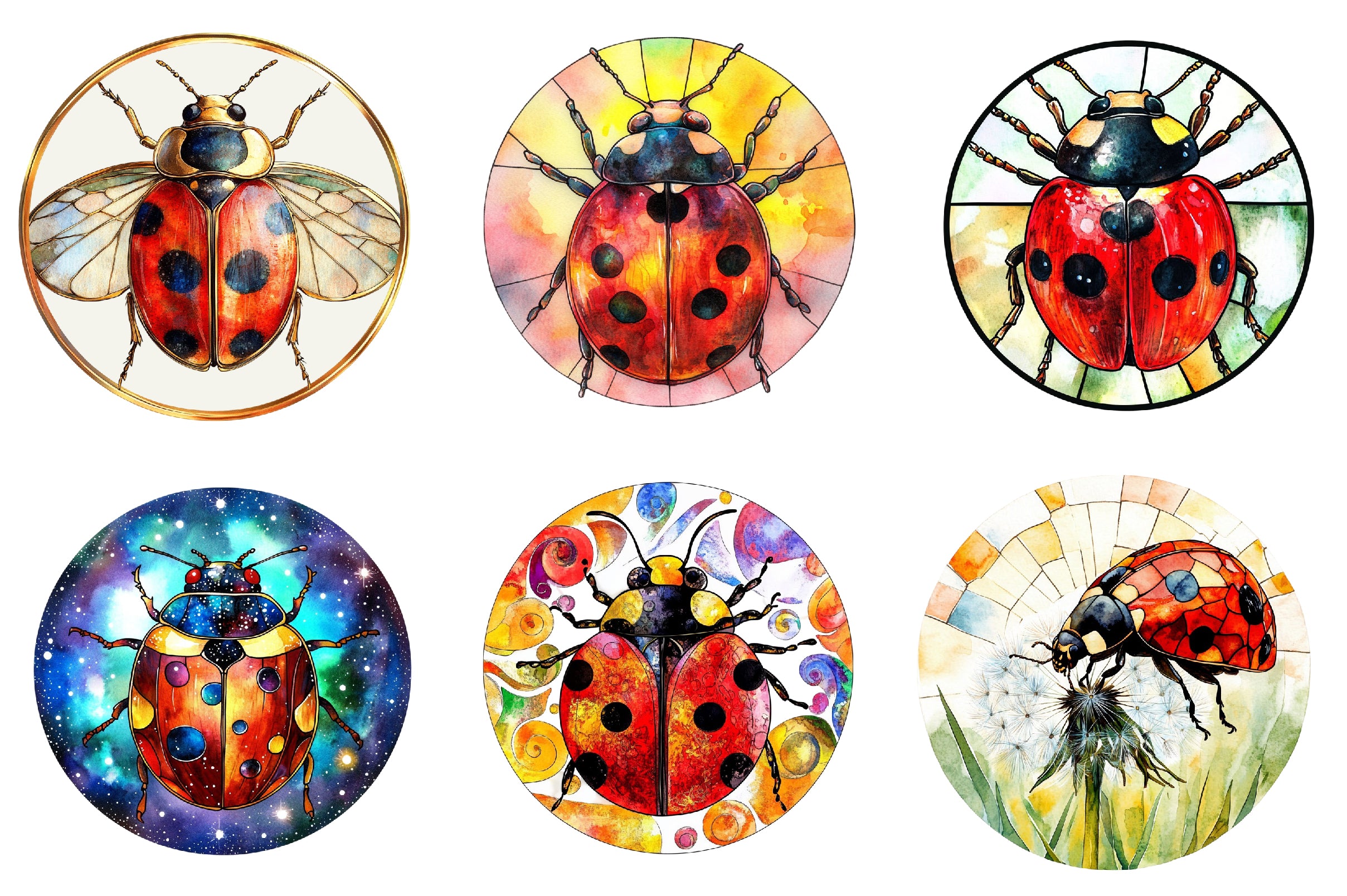 Round Stained Glass Ladybug Clipart Bundle - CraftNest - Digital Crafting and Art