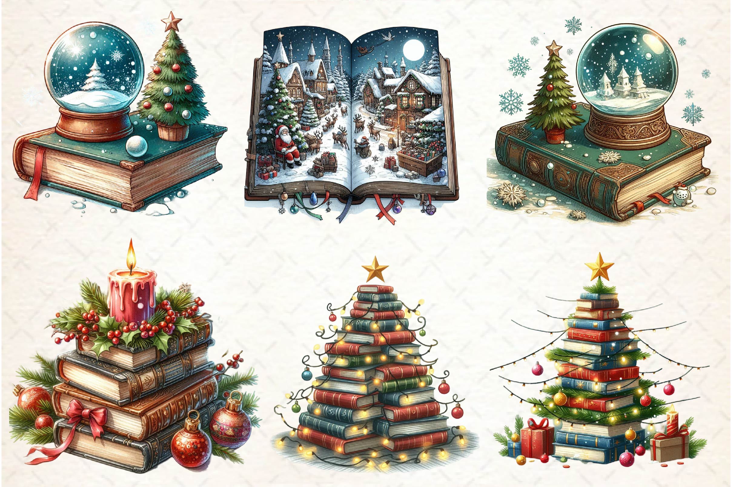 Vintage Book Christmas Clipart Bundle - CraftNest - Digital Crafting and Art