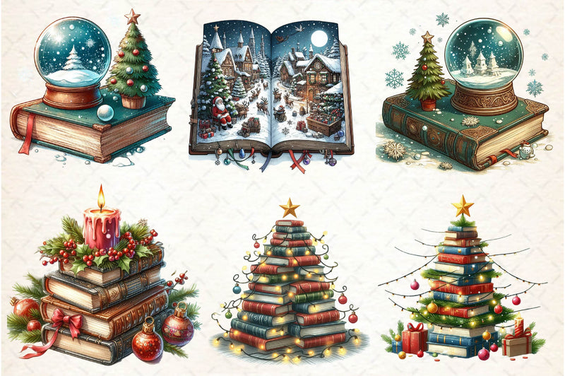 Vintage Book Christmas Clipart Bundle - CraftNest - Digital Crafting and Art