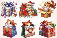 Christmas Cat Gift Box Clipart Bundle - CraftNest - Digital Crafting and Art