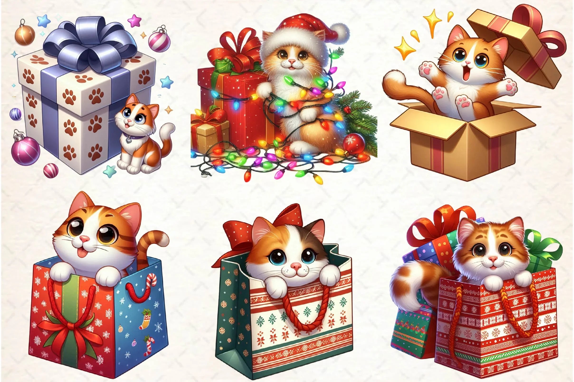 Christmas Cat Gift Box Clipart Bundle - CraftNest - Digital Crafting and Art