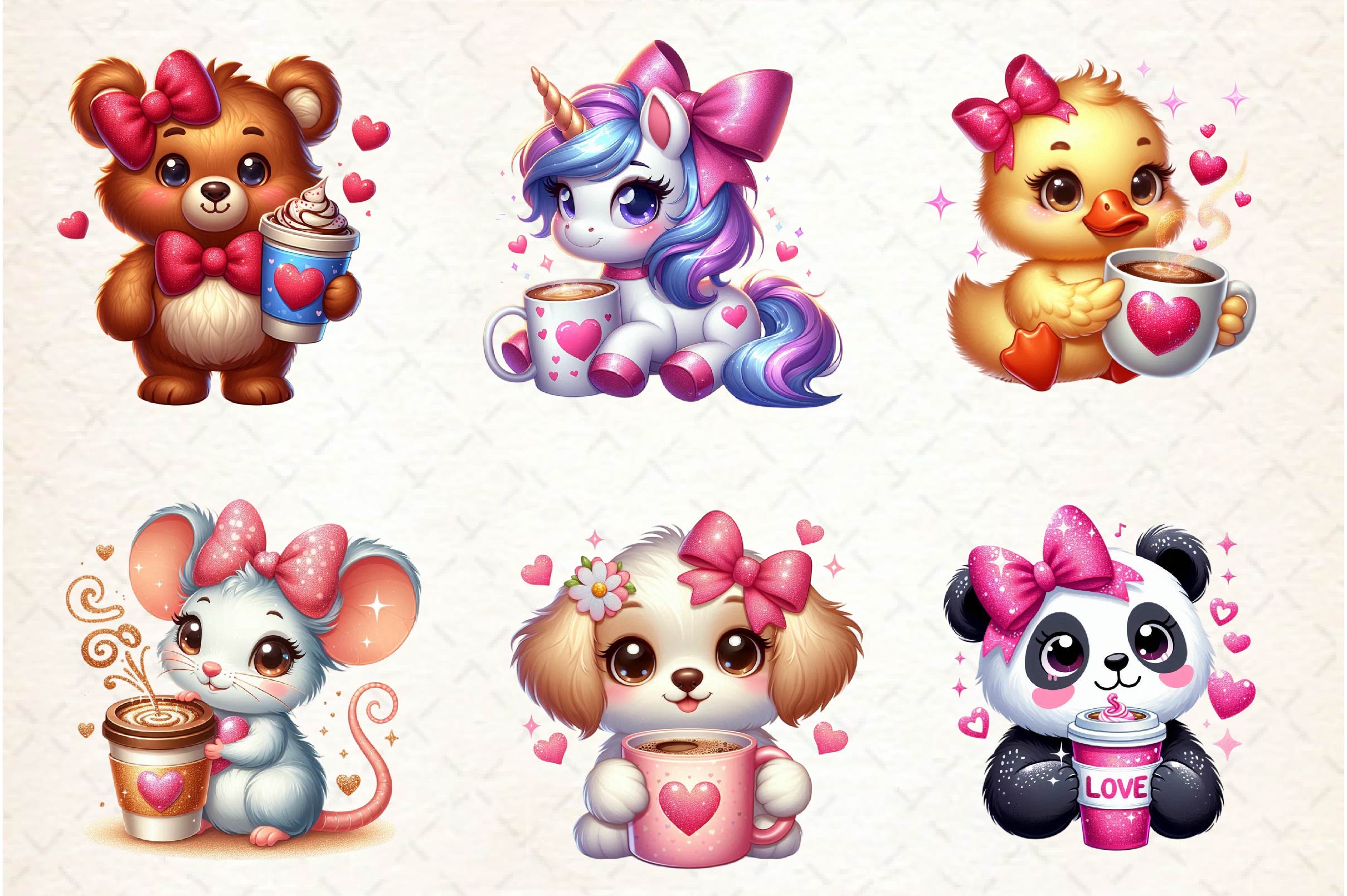 Animals Valentine Coffee Clipart Bundle - CraftNest - Digital Crafting and Art