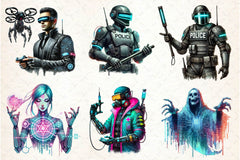 Cyberpunk Characters Clipart Bundle - CraftNest - Digital Crafting and Art