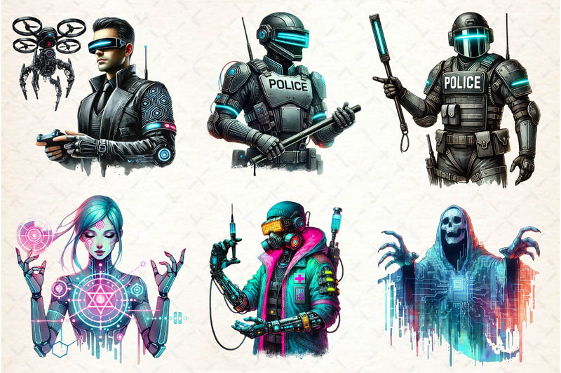 Cyberpunk Characters Clipart Bundle - CraftNest - Digital Crafting and Art