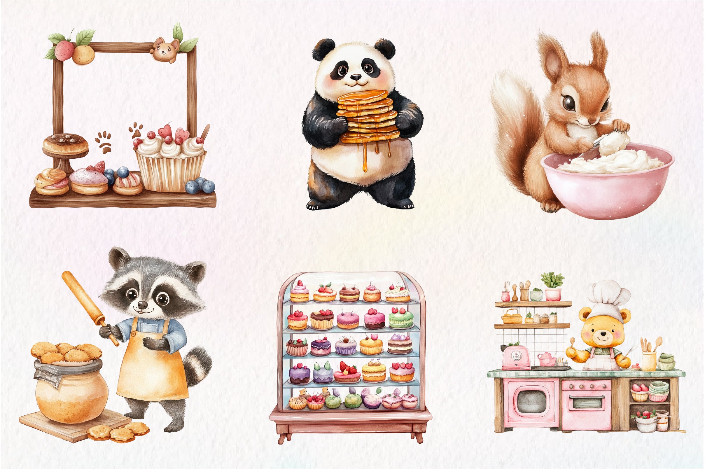 Sweets Cute Bakery Animals Clipart Bundle - CraftNest - Digital Crafting and Art