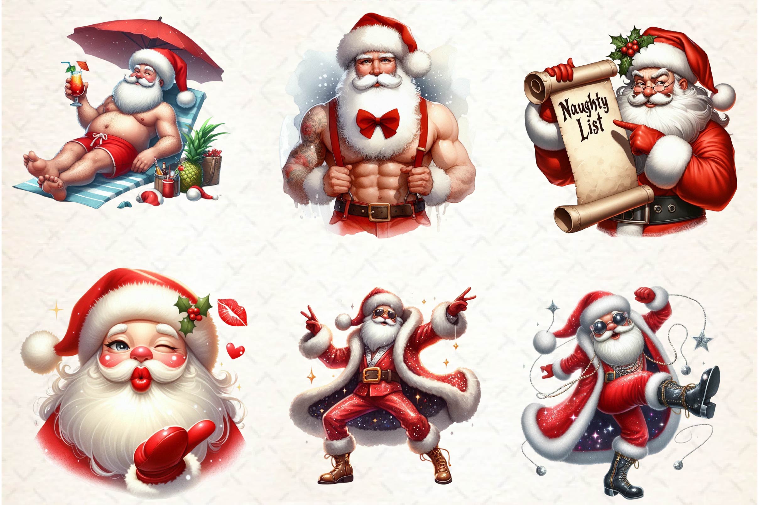 Funny Santa Claus Christmas Clipart Bundle 1 - CraftNest - Digital Crafting and Art