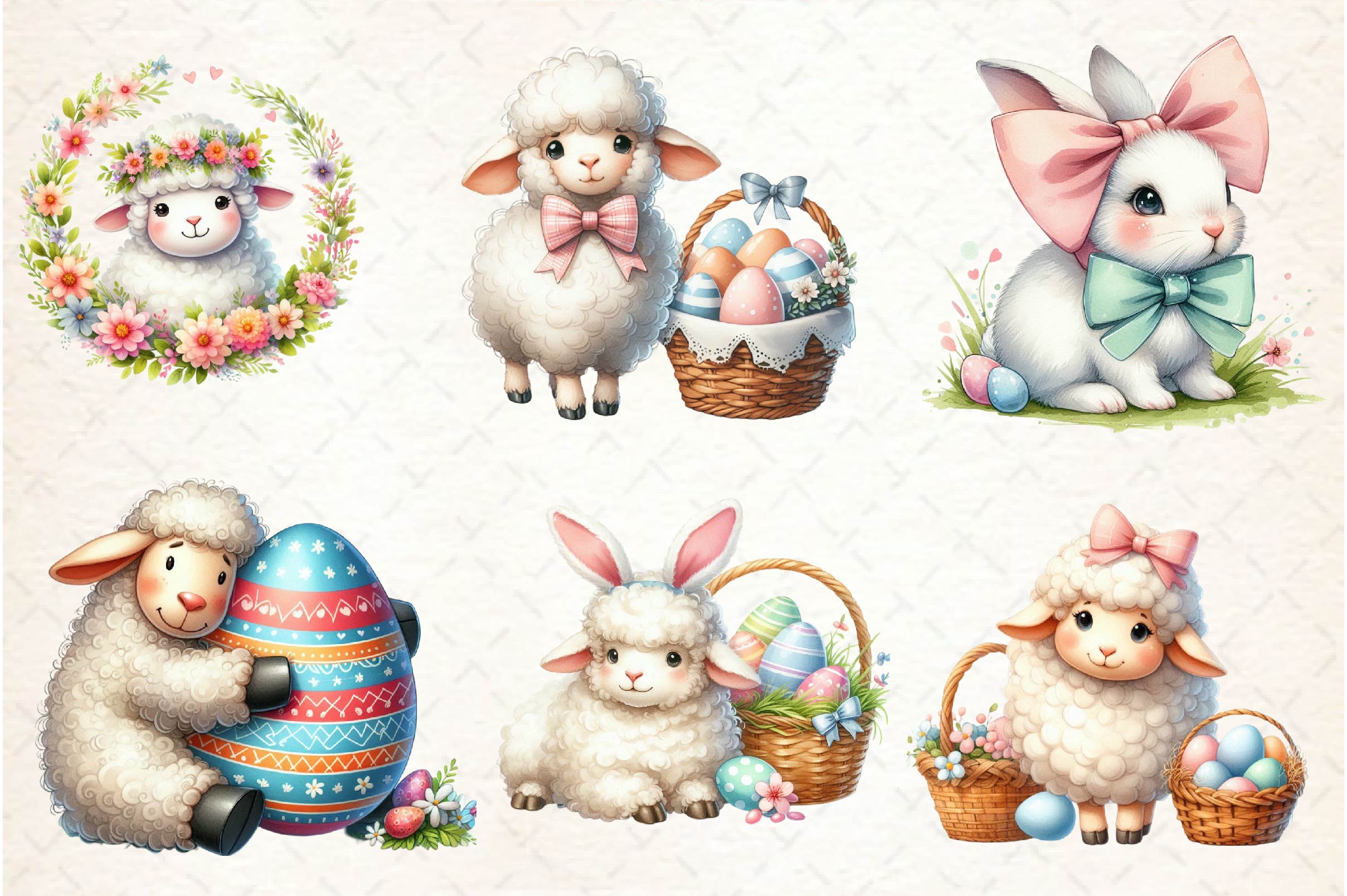 Cute Easter Sheep Clipart Bundle - CraftNest - Digital Crafting and Art