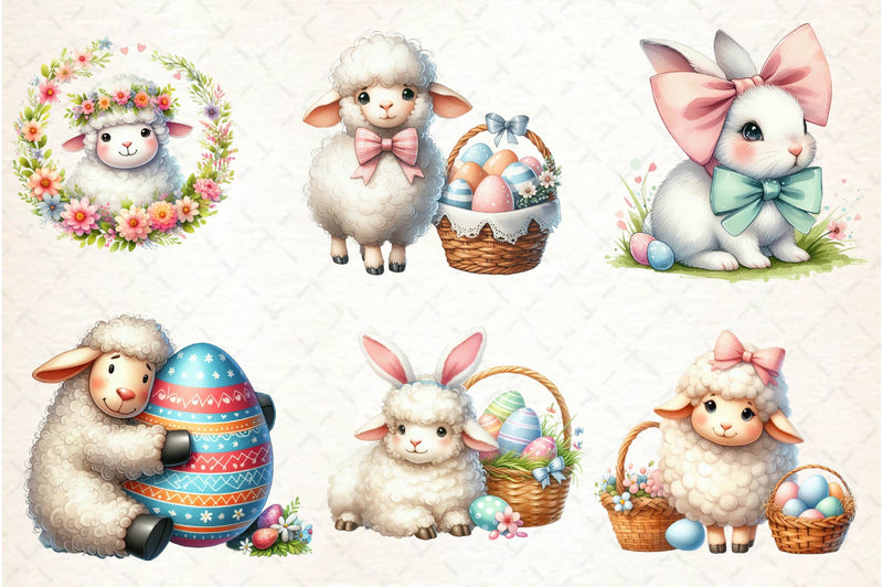 Cute Easter Sheep Clipart Bundle - CraftNest - Digital Crafting and Art