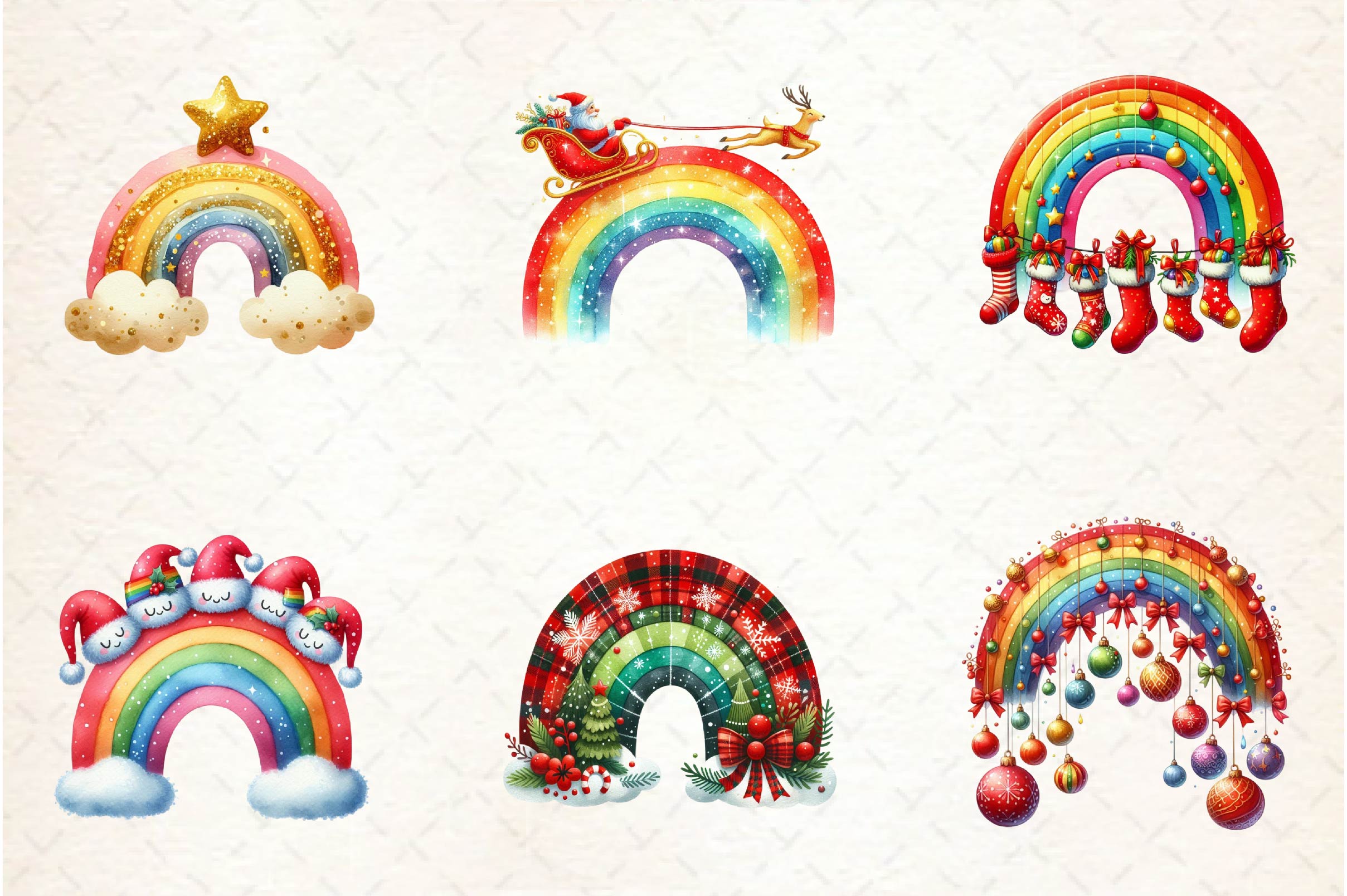Christmas Rainbow Clipart Bundle - CraftNest - Digital Crafting and Art