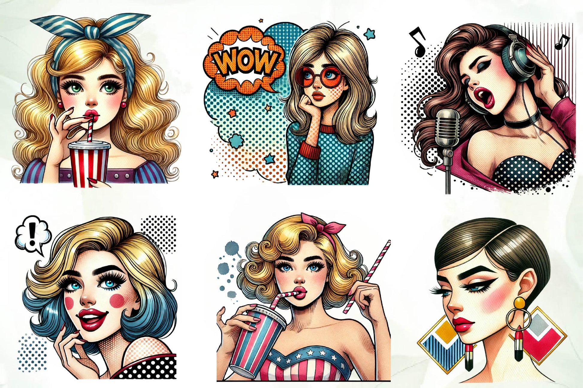 Pop Art Girl Clipart Bundle - CraftNest - Digital Crafting and Art
