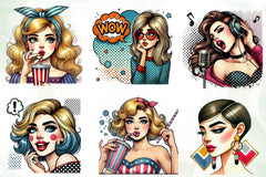 Pop Art Girl Clipart Bundle - CraftNest - Digital Crafting and Art