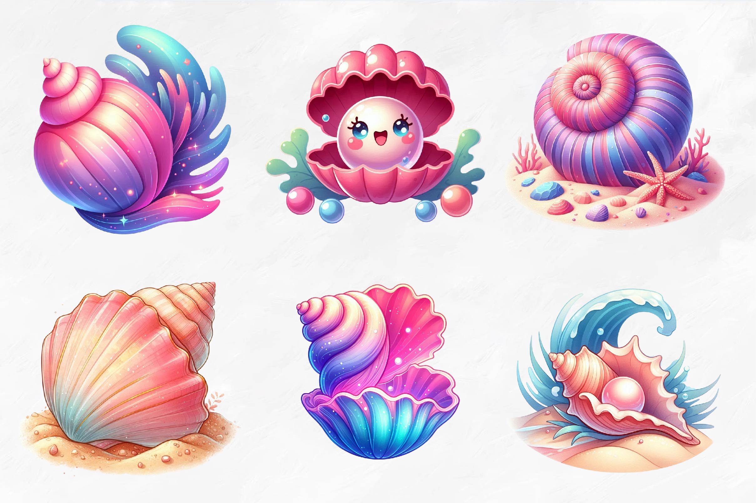 Summer Seashells Clipart Bundle - CraftNest - Digital Crafting and Art
