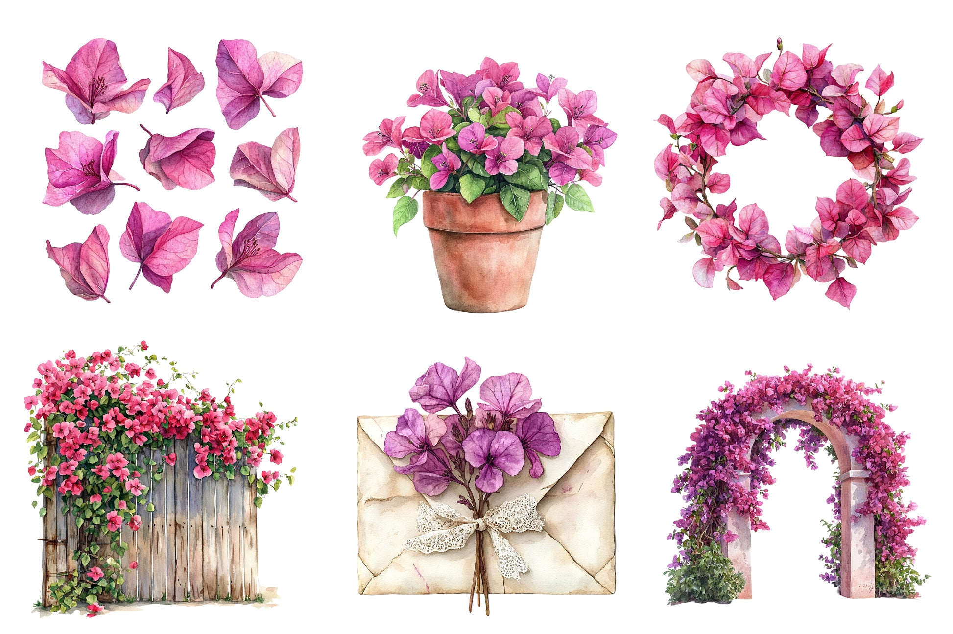 Bougainvillea Flower Clipart Bundle - CraftNest - Digital Crafting and Art