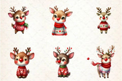 Cute Reindeer Christmas Clipart Bundle - CraftNest - Digital Crafting and Art