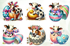 Easter Cow On Cracked Egg Clipart Bundle - CraftNest - Digital Crafting and Art