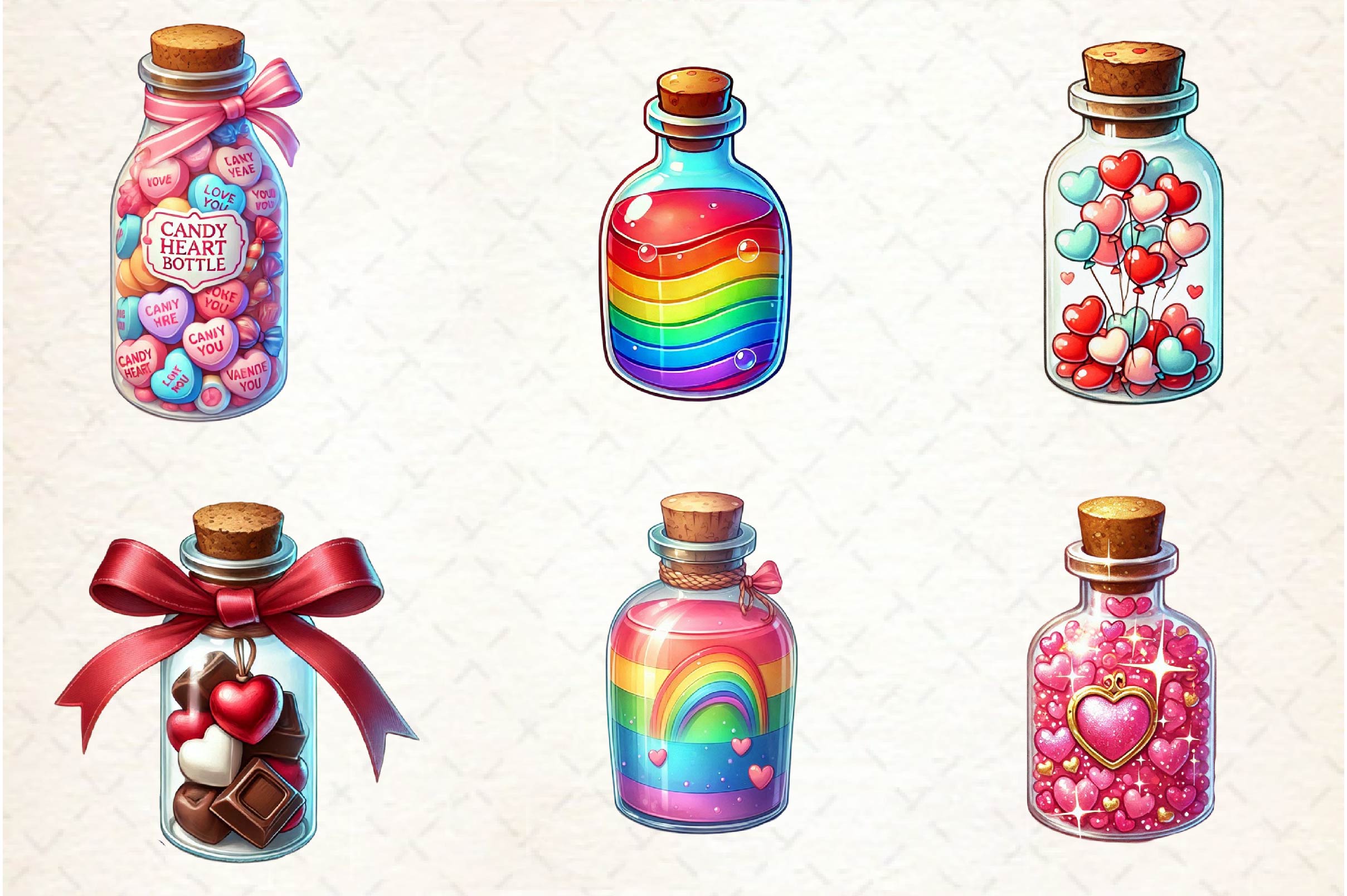 Love Bottle Valentines Day Clipart Bundle1 - CraftNest - Digital Crafting and Art