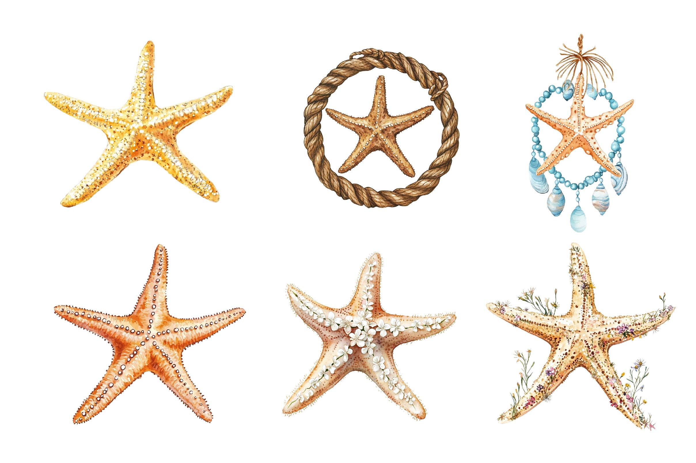 Summer Starfish Clipart Bundle - CraftNest - Digital Crafting and Art
