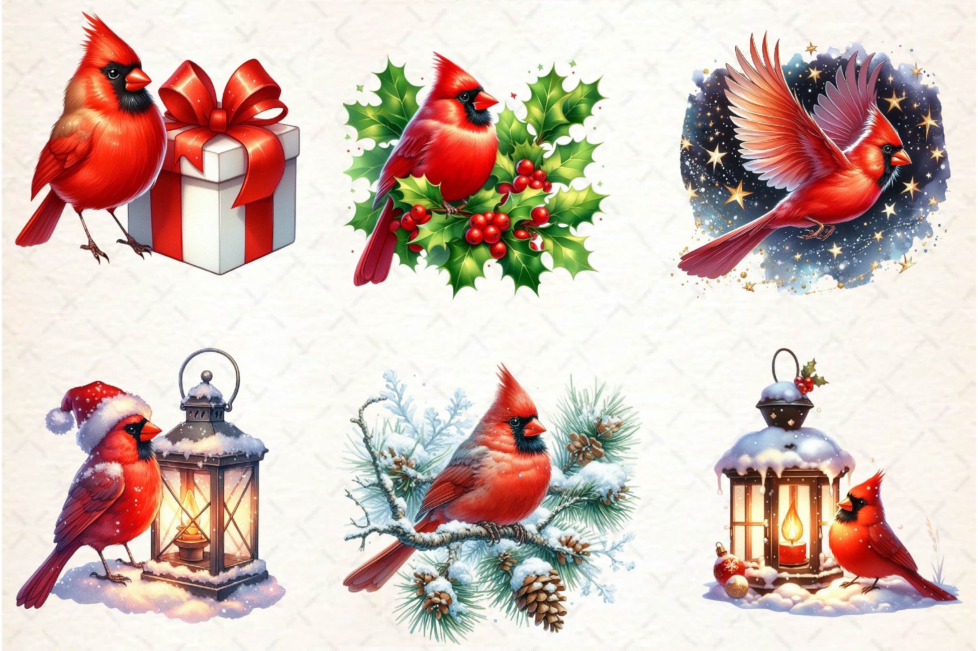 Red Cardinals Christmas Clipart Bundle - CraftNest - Digital Crafting and Art