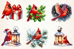 Red Cardinals Christmas Clipart Bundle - CraftNest - Digital Crafting and Art