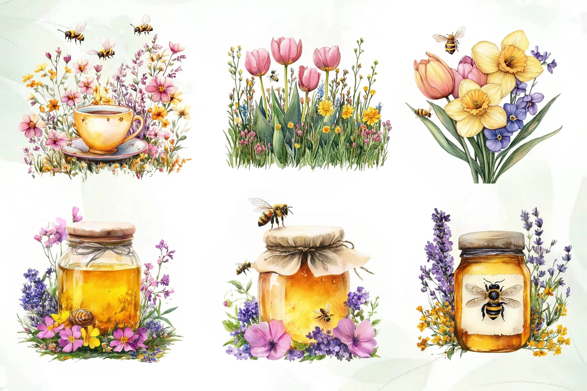 Spring Bees Clipart Bundle - CraftNest - Digital Crafting and Art
