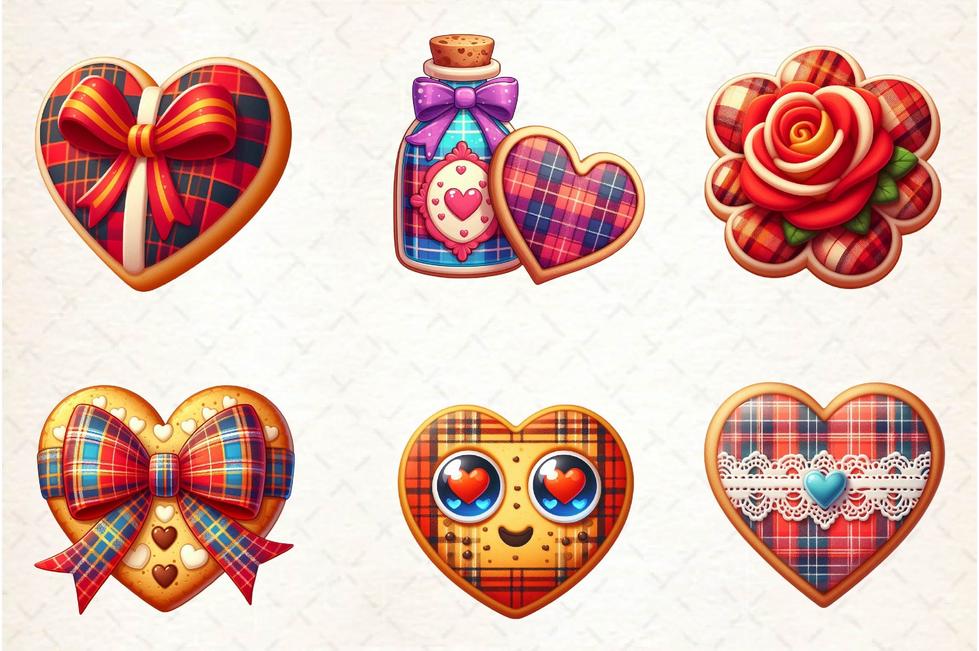 Cookies Plaid Valentine Clipart Bundle - CraftNest - Digital Crafting and Art