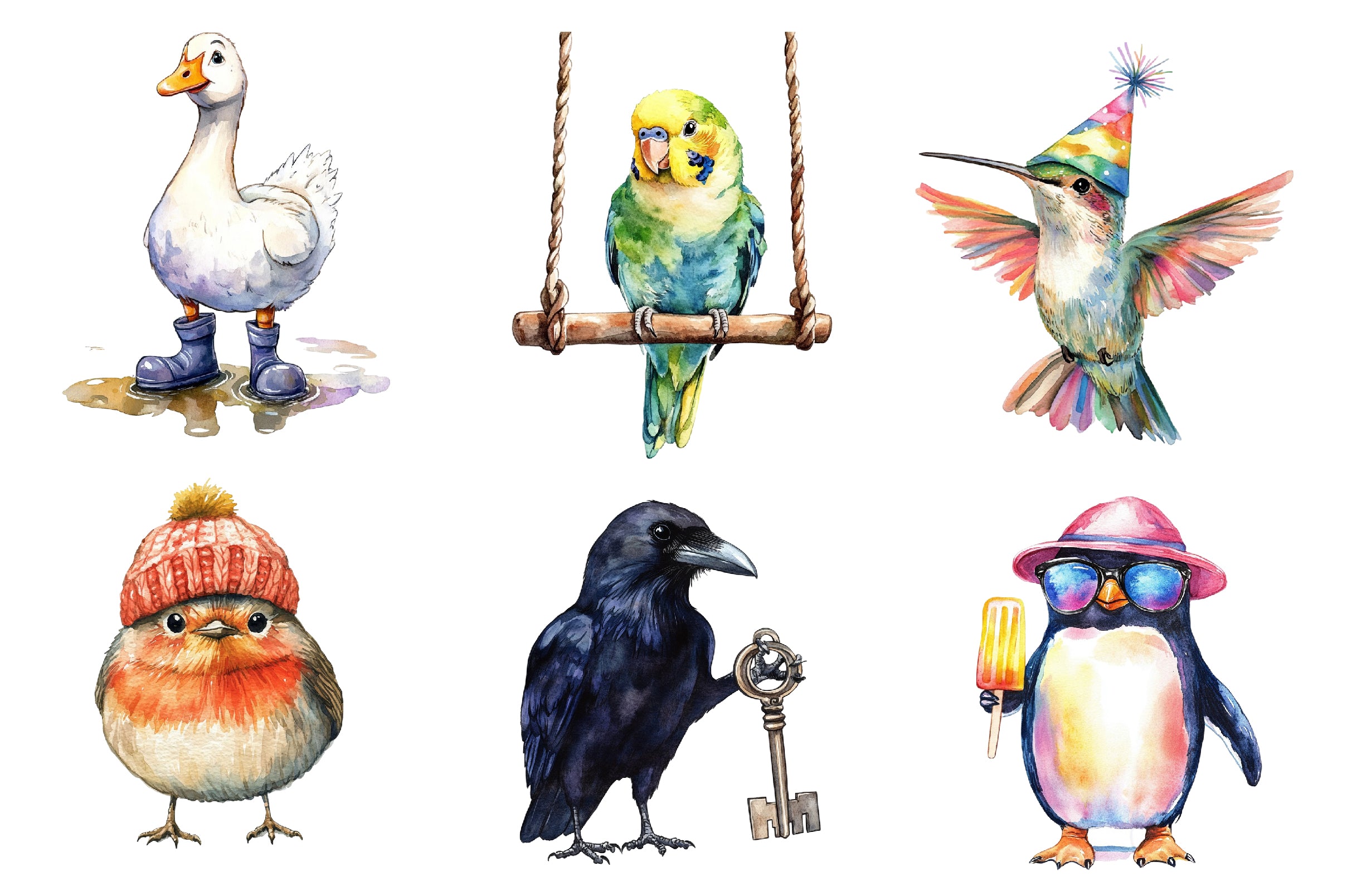Cute Quirky Funny Birds Clipart Bundle - CraftNest - Digital Crafting and Art