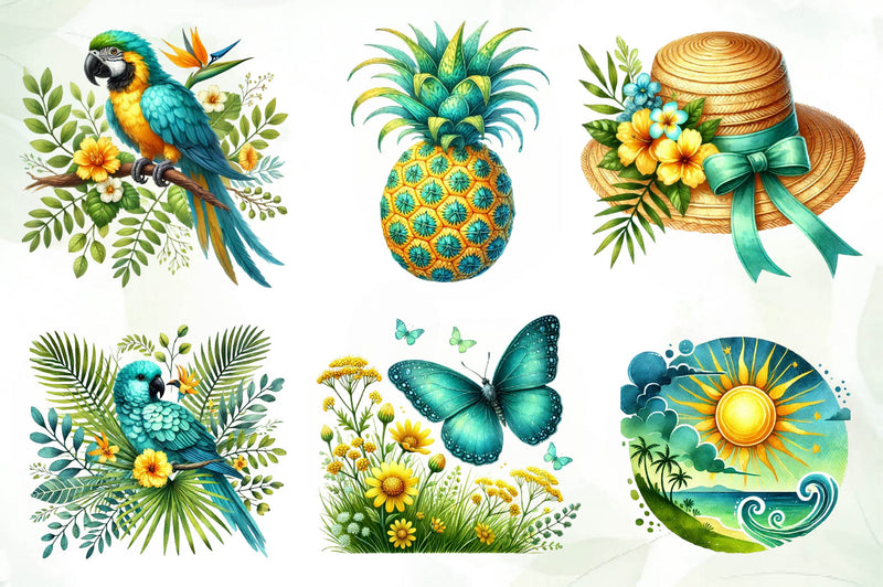 Tropical Spring Clipart Bundle 1 - CraftNest - Digital Crafting and Art