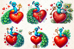 Valentines Peacock Clipart Bundle - CraftNest - Digital Crafting and Art