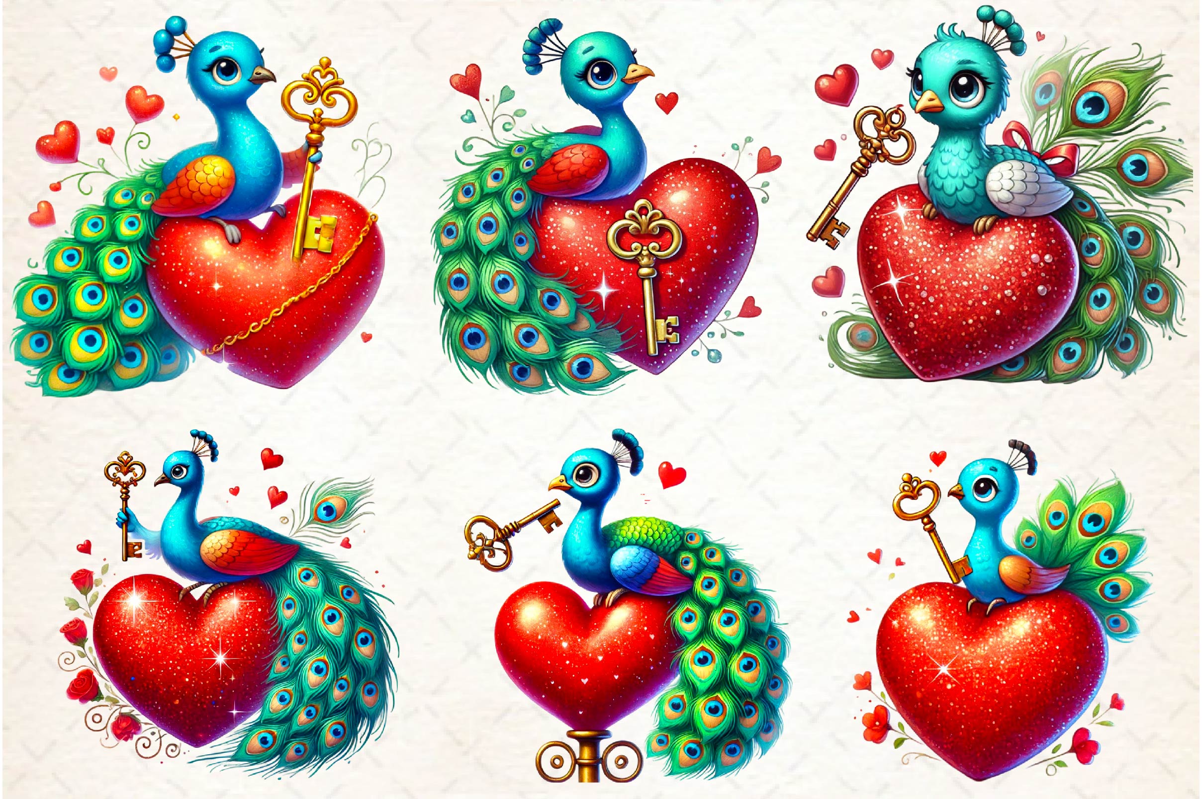 Valentines Peacock Clipart Bundle - CraftNest - Digital Crafting and Art