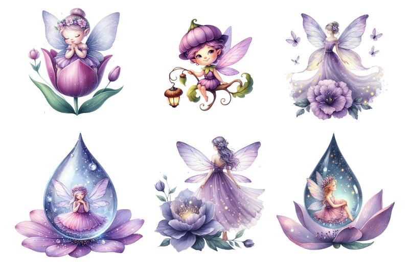 Garden Purple Fairies Clipart Bundle - CraftNest - Digital Crafting and Art