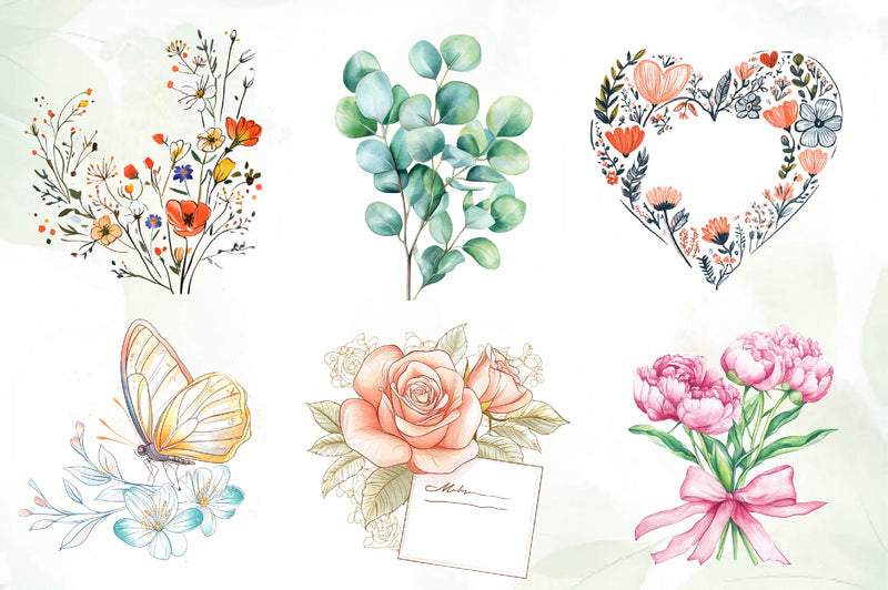 Delicate Mothers Day Card Clipart Bundle - CraftNest - Digital Crafting and Art