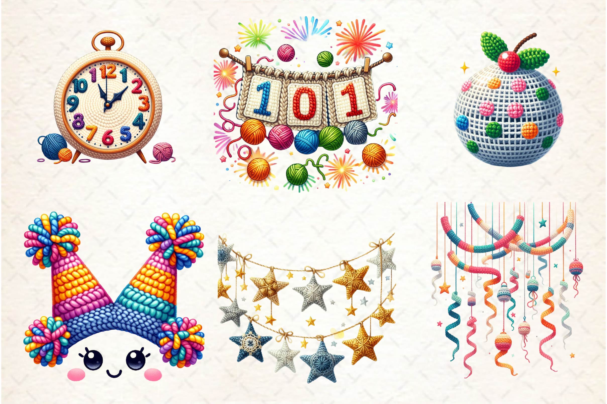 Crochet New Year Clipart Bundle - CraftNest - Digital Crafting and Art