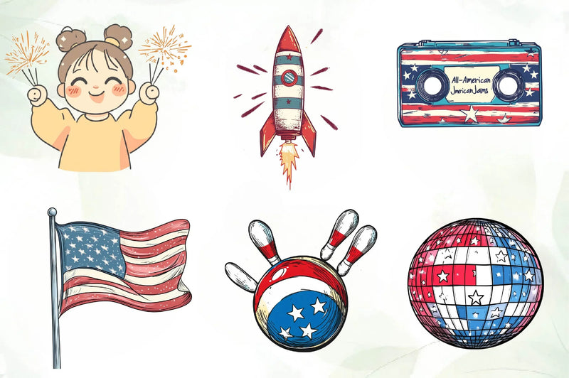 Retro 4th Of July Clipart Bundle - CraftNest - Digital Crafting and Art
