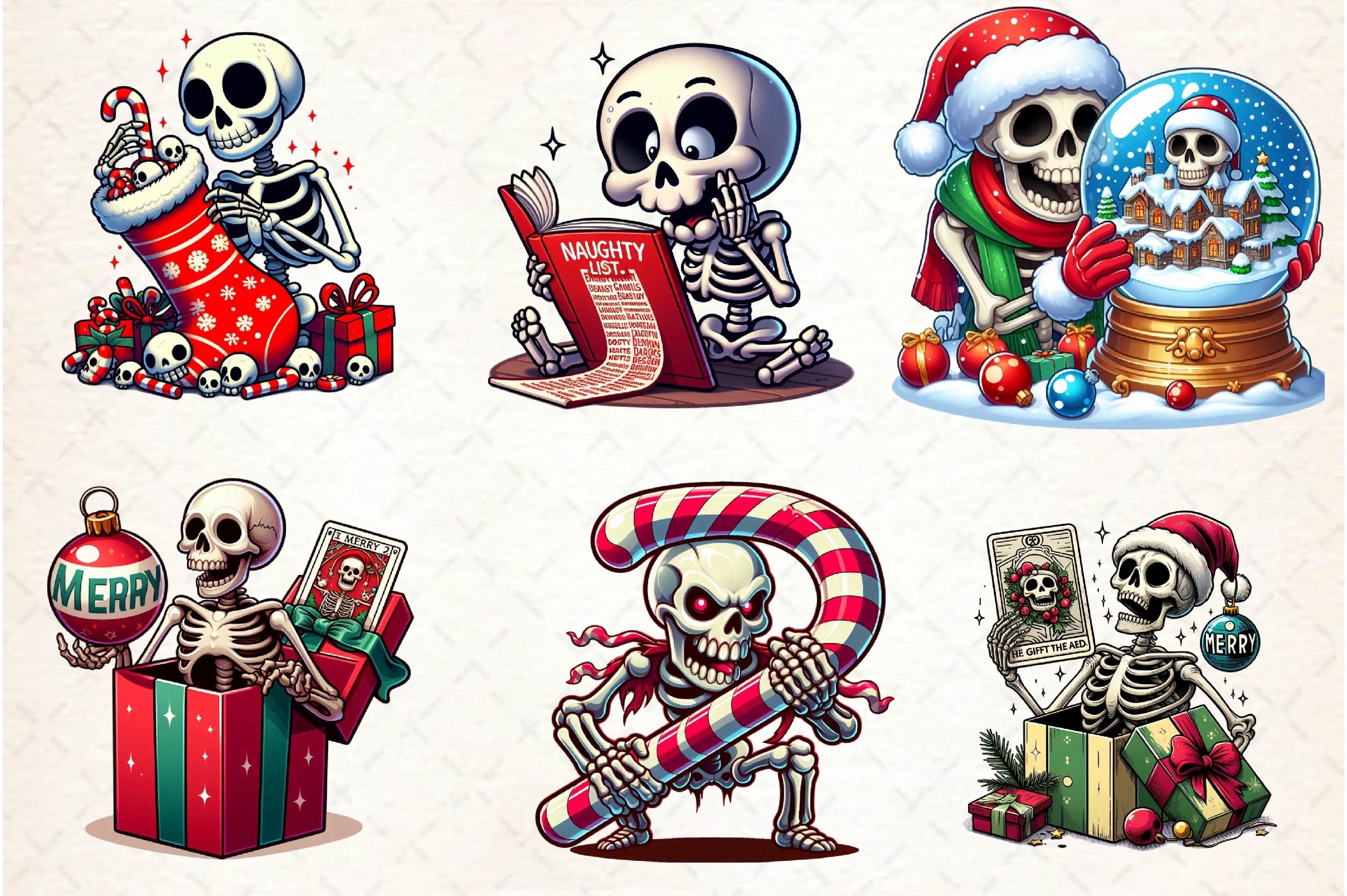Funny Christmas Skeleton Clipart Bundle - CraftNest - Digital Crafting and Art