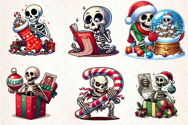 Funny Christmas Skeleton Clipart Bundle - CraftNest - Digital Crafting and Art