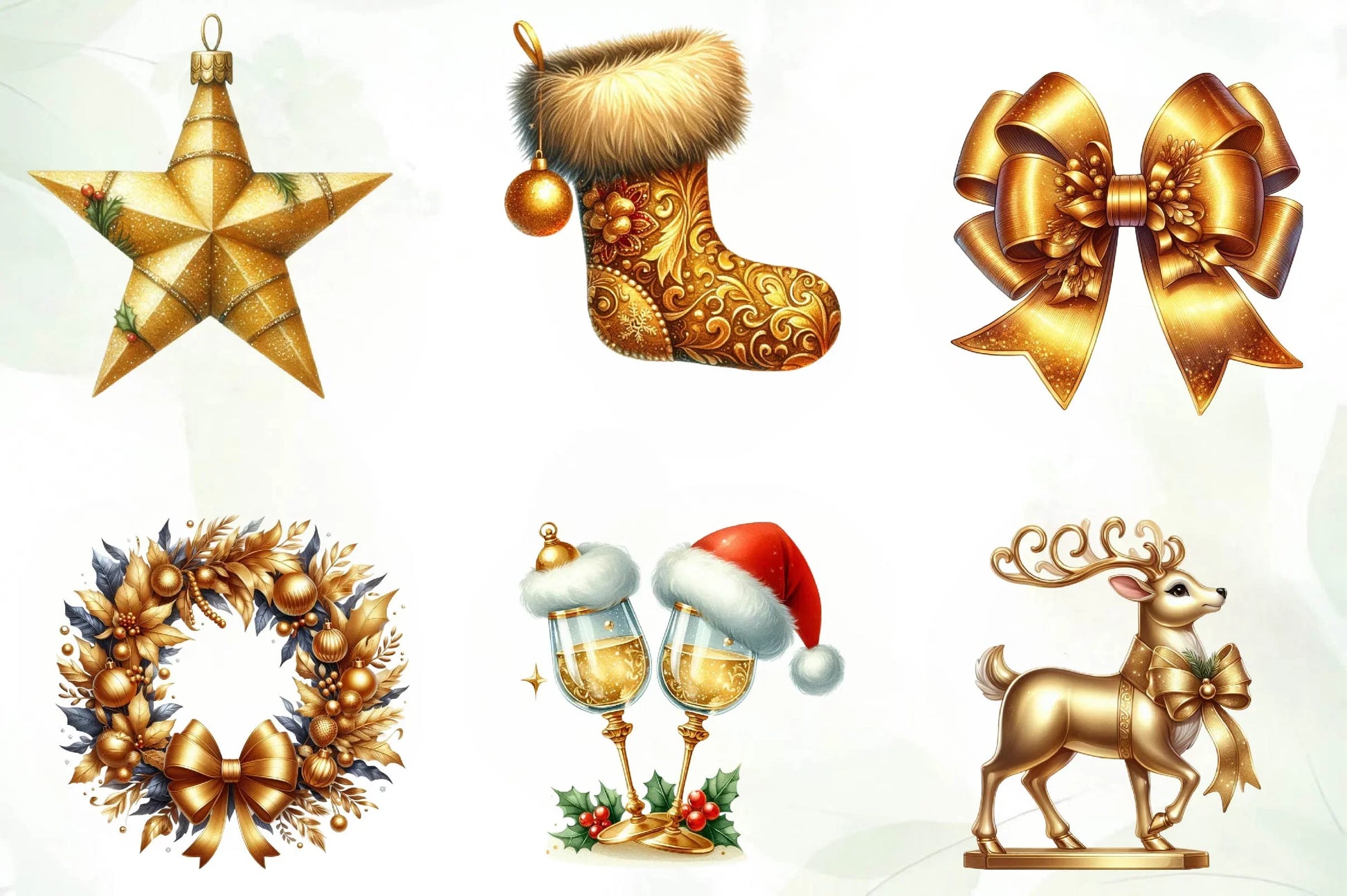 Gold Christmas Luxury Clipart Bundle - CraftNest - Digital Crafting and Art