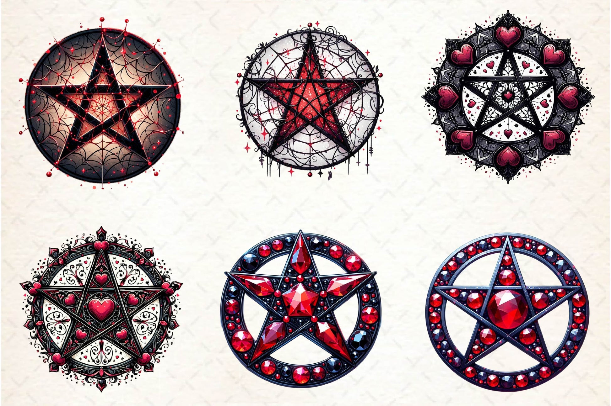 Valentine Gothic Pentacles Clipart Bundle - CraftNest - Digital Crafting and Art