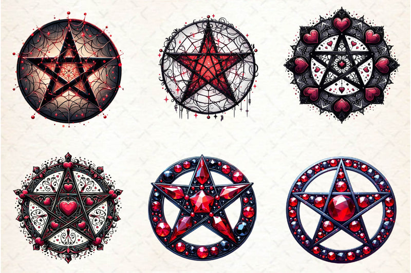 Valentine Gothic Pentacles Clipart Bundle - CraftNest - Digital Crafting and Art
