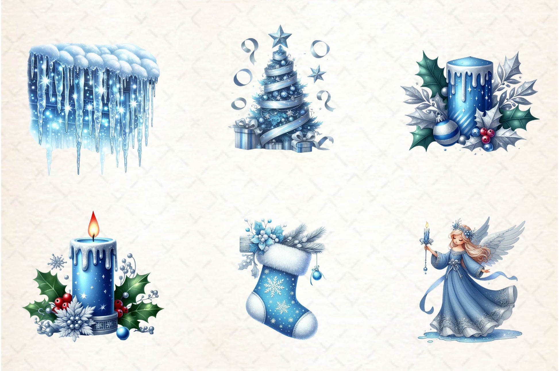 Blue And Silver Christmas Clipart Bundle - CraftNest - Digital Crafting and Art