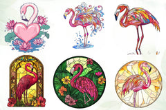 Round Stained Glass Flamingo Clipart Bundle - CraftNest - Digital Crafting and Art