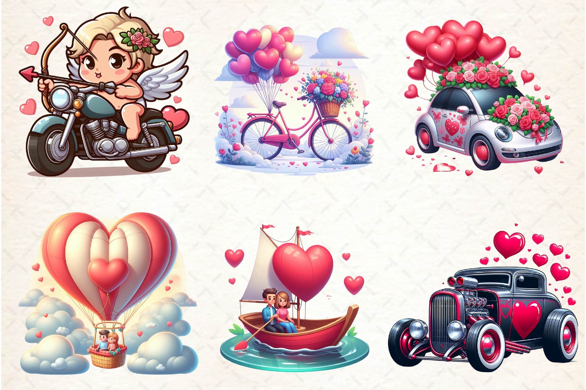 Love Transportation Valentine Clipart Bundle - CraftNest - Digital Crafting and Art