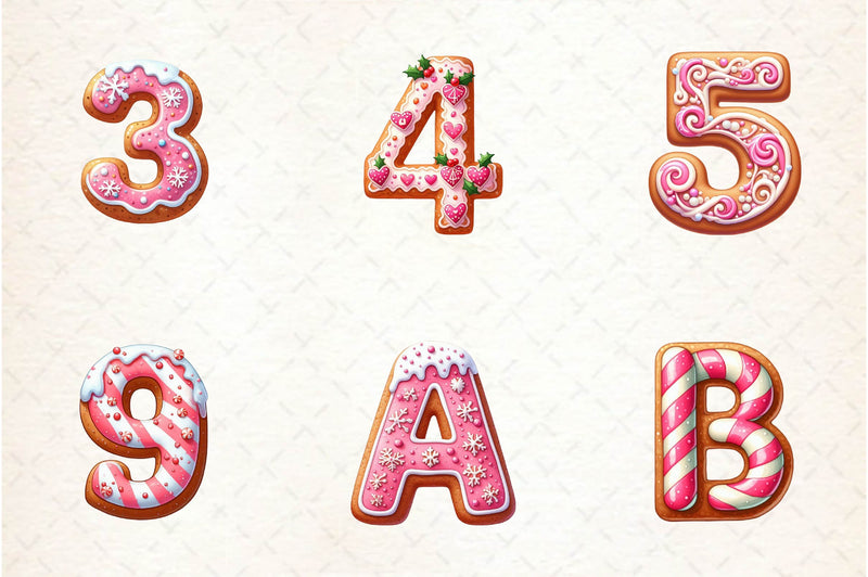 Pink Christmas Gingerbread Alphabet Clipart Bundle - CraftNest - Digital Crafting and Art