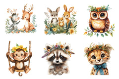 Cute Boho Woodland And Jungle Animals Clipart Bundle - CraftNest - Digital Crafting and Art