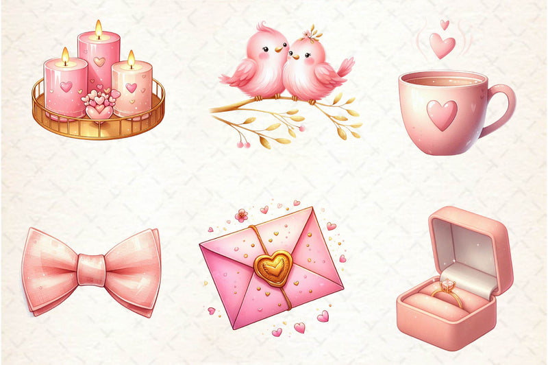 Neutral Pink Valentines Day Clipart Bundle - CraftNest - Digital Crafting and Art