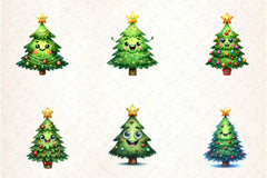 Smiling Christmas Tree Clipart Bundle - CraftNest - Digital Crafting and Art
